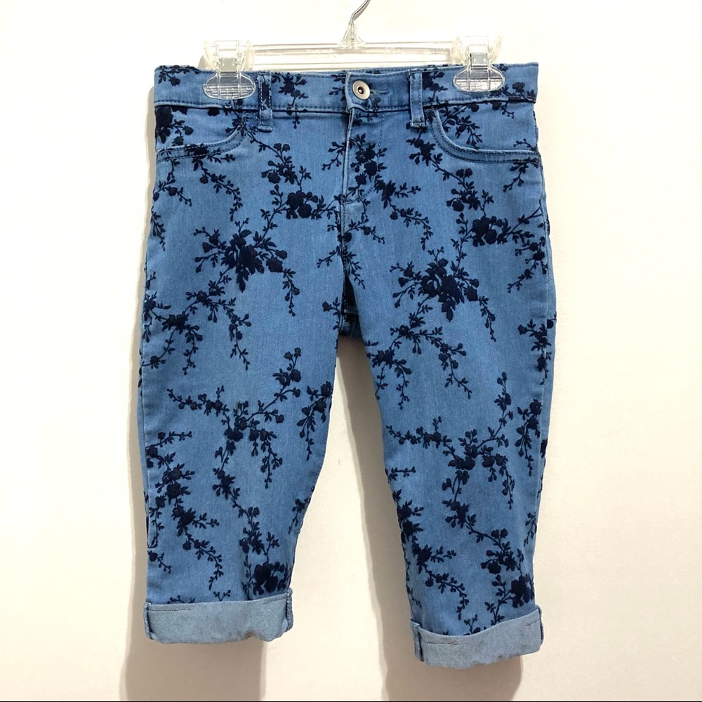 PLACE Adjustable Bermuda Jigging Jean Shorts Jorts Floral Design